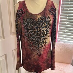 Women's Cold Shoulder Top with Heart Design